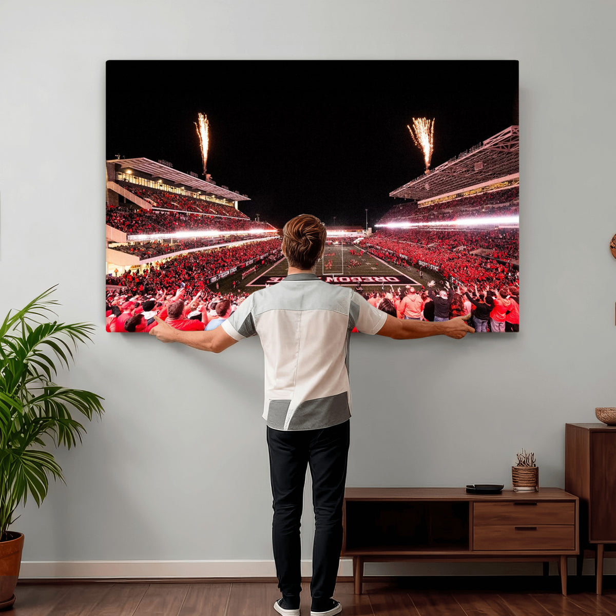 52633-MGV-CV-36X24 - Oregon State Beavers Football Team Print, Corvallis Reser, Framed and Ready to Hang