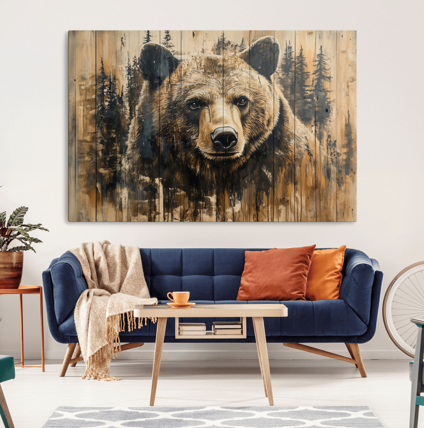 MGV-CV-36X24 - Majestic Grizzly 399 Bear Wall Art | 3-Panel Rustic Canvas Print for Living Room, Office, or Cabin