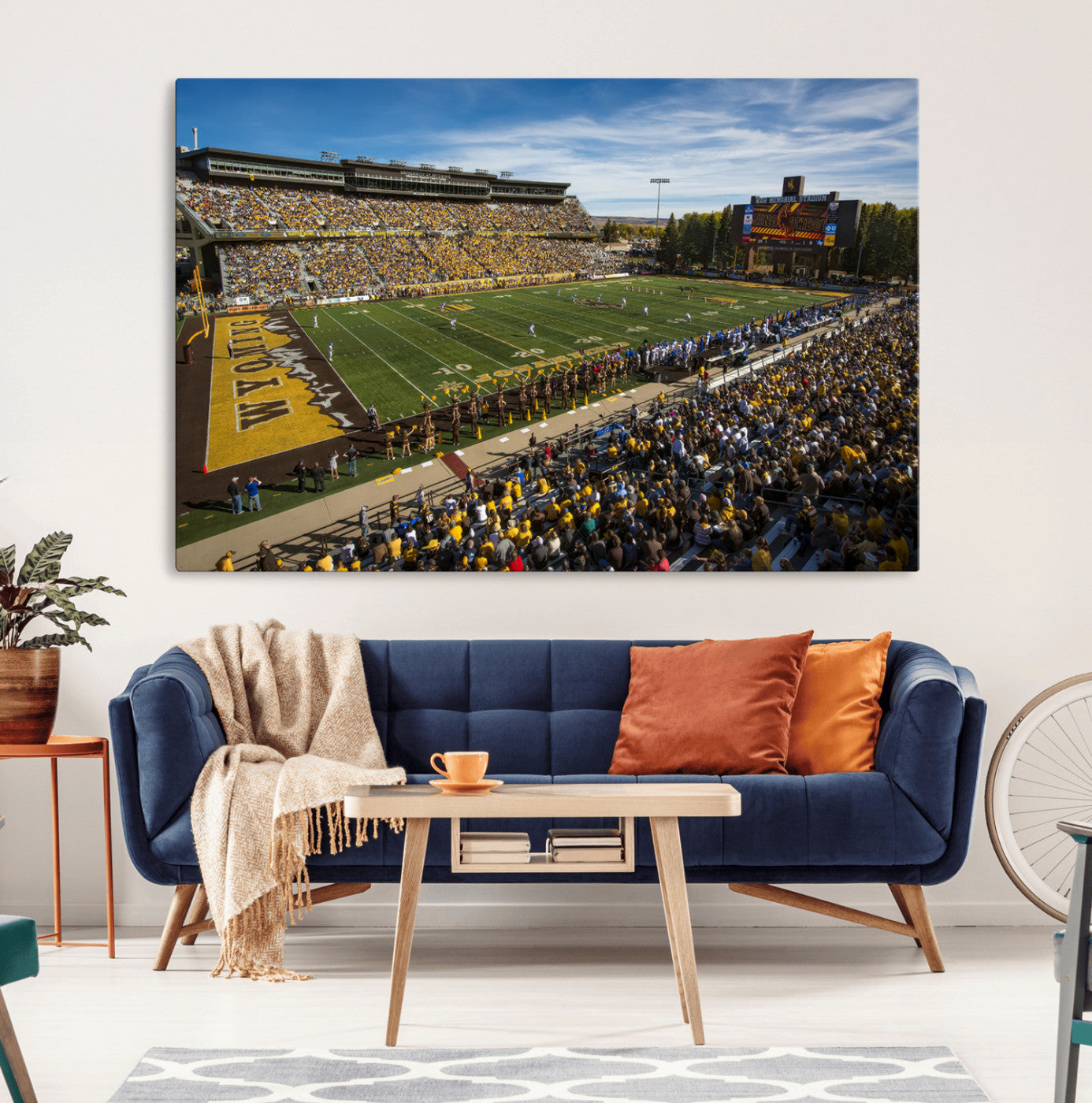 MGV-CV-36X24 - University of Wyoming Cowboys Football Team Print - Laramie Jonah Field War Memorial Stadium Wall