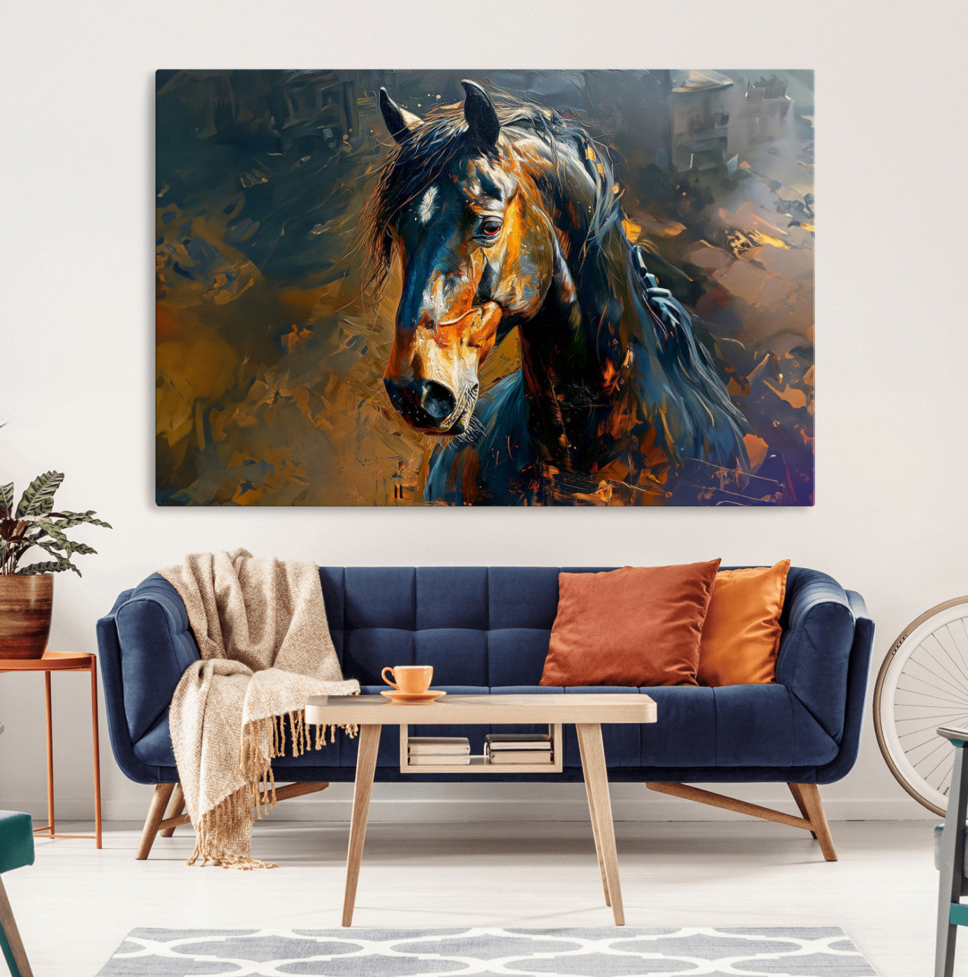29909-MGV-CV-36X24-Abstract Horse Wall Art Canvas Print | Farmhouse Wall Decor | Western Cabin Art | Rustic Horse Decor
