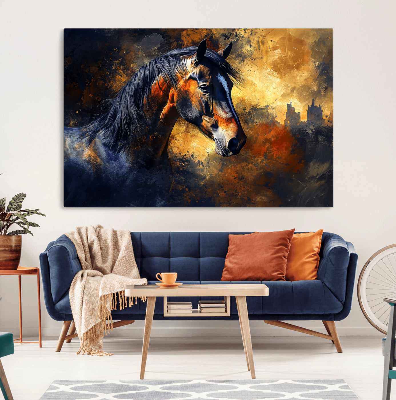 MGV-CV-36X24 - Abstract Horse Art Print - Abstract Canvas Wall Art | Perfect for Rustic Farmhouse, Modern, or