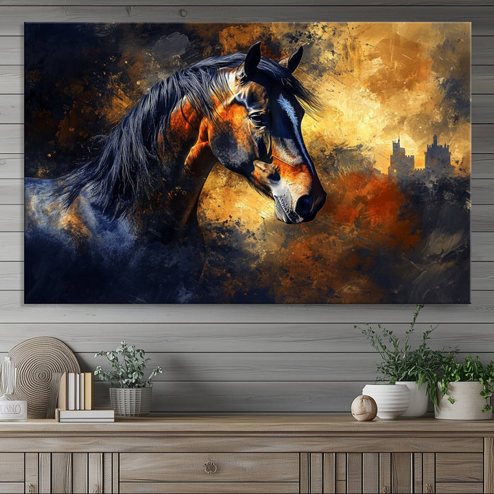 Abstract Horse Art Print - Abstract Canvas Wall Art | Perfect for Rustic Farmhouse, Modern, or Equestrian Wall Decor | Horse Lovers Home Decor