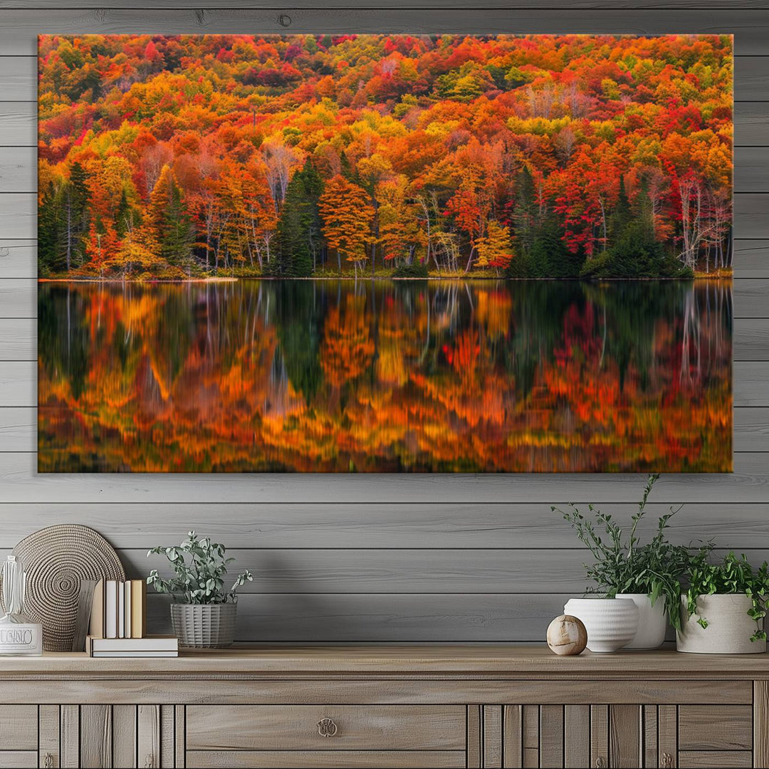 Autumn Reflection Canvas Print, Stunning Fall Foliage Wall Art, Serene Lake Landscape, Perfect Seasonal Decor Print