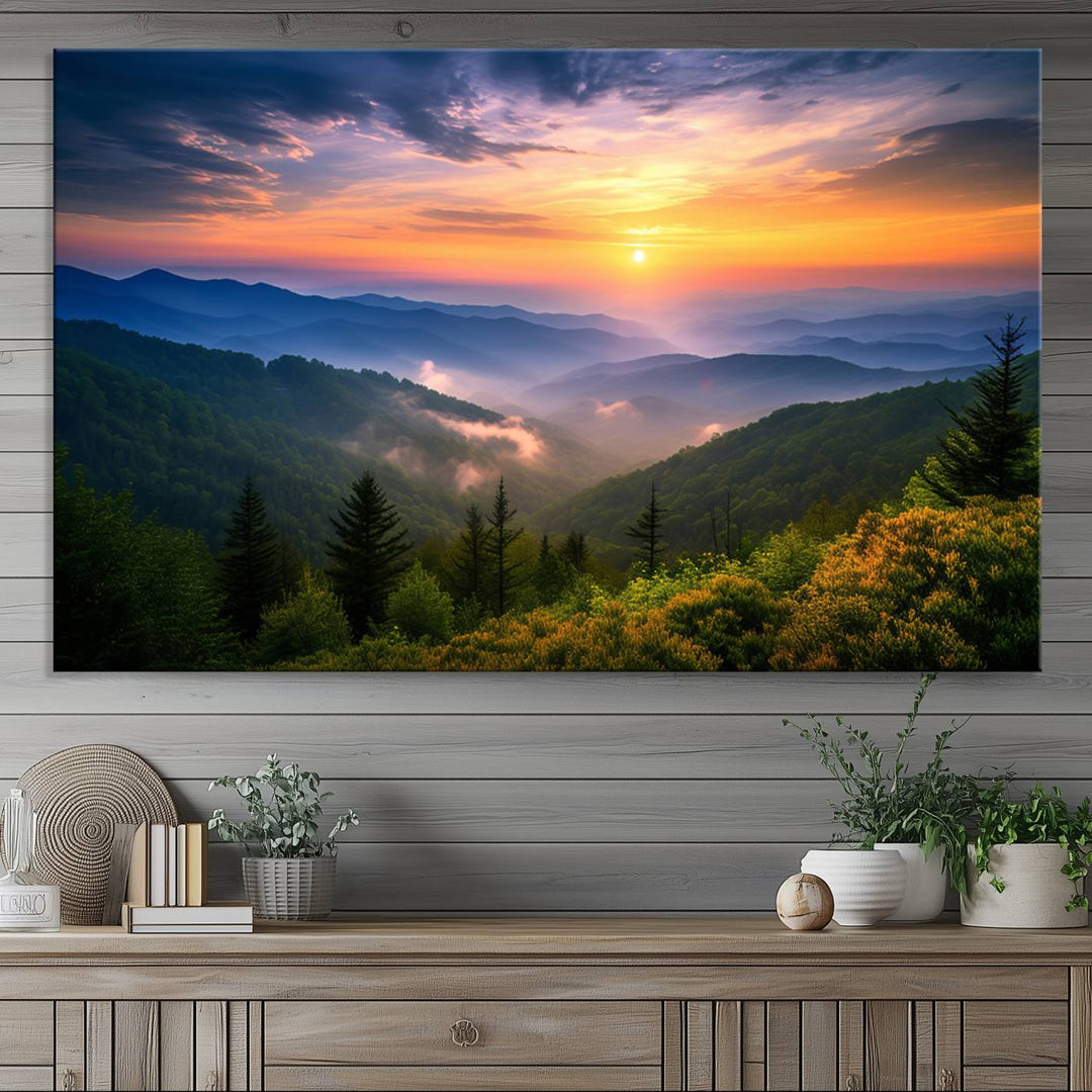 Majestic Mountain Sunrise Landscape Wall Art | Canvas Print Ready to Hang | Perfect for Farmhouse Wall Decor, Cabin Wall Art, Nature Lover’s Retreat