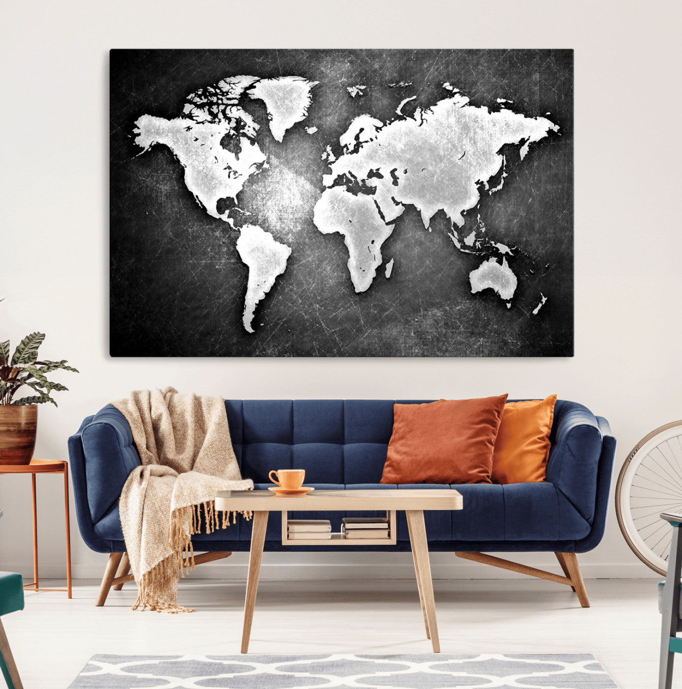 MGV-CV-36X24 - Push Pin World Map Canvas Print – Framed Wall Art for Couples to Track Their Travels – Anniversary