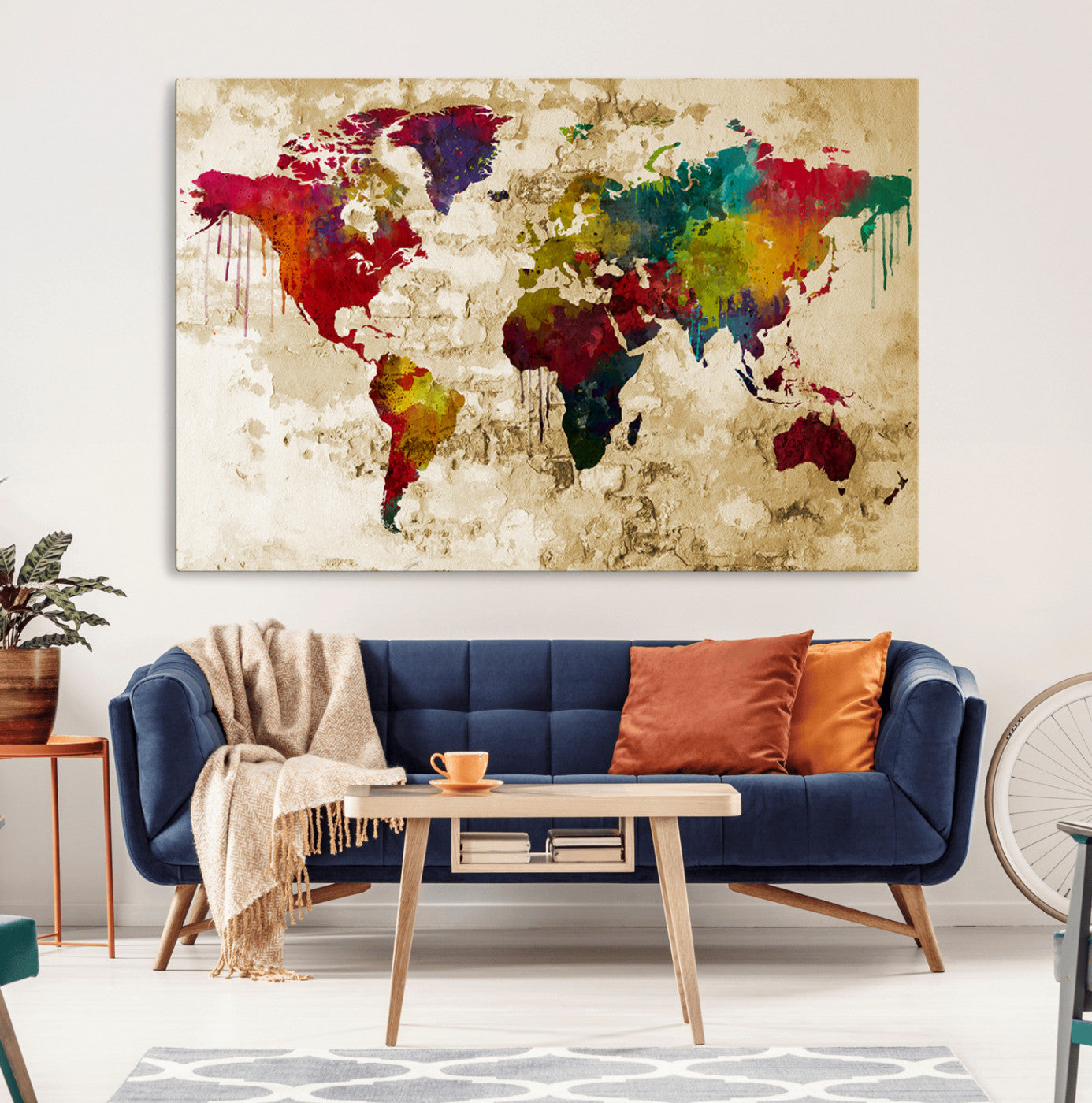 MGV-CV-36X24 - Push Pin World Map Canvas Print – Framed Wall Art for Couples to Track Their Travels – Anniversary