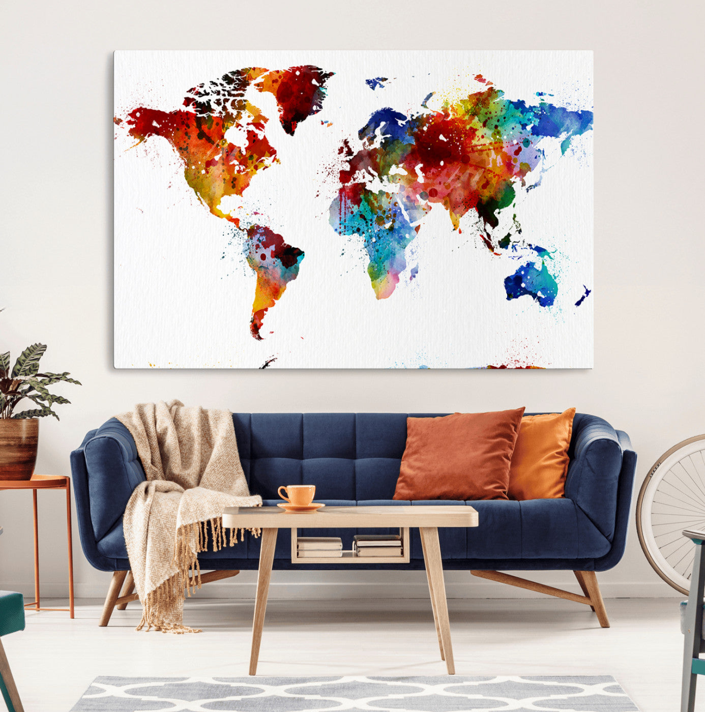 MGV-CV-36X24 - Push Pin World Map Canvas Print – Framed Wall Art for Couples to Track Their Travels – Anniversary