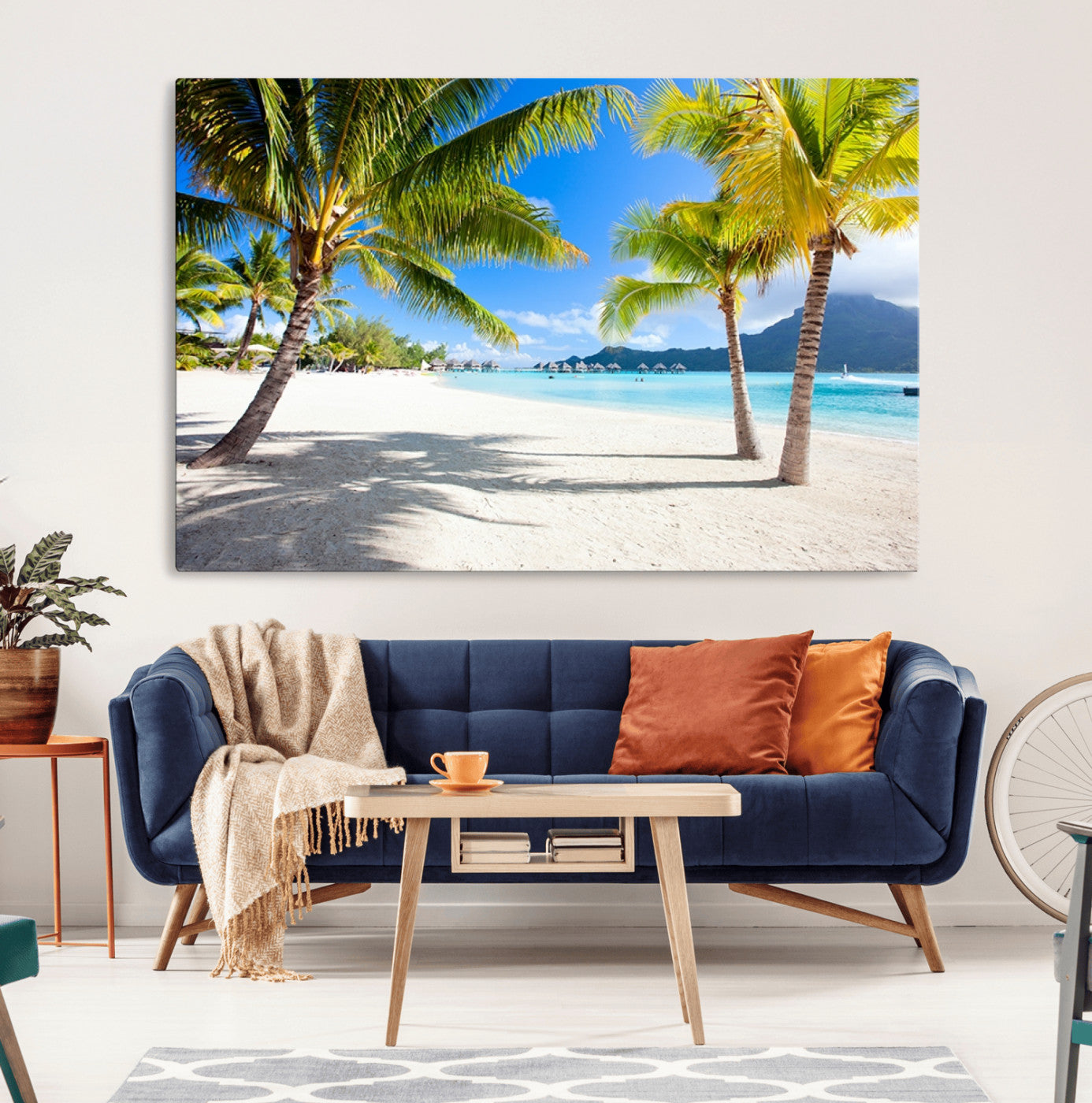 MGV-CV-36X24 - Blue Beach and Sea Wall Art Canvas Print
