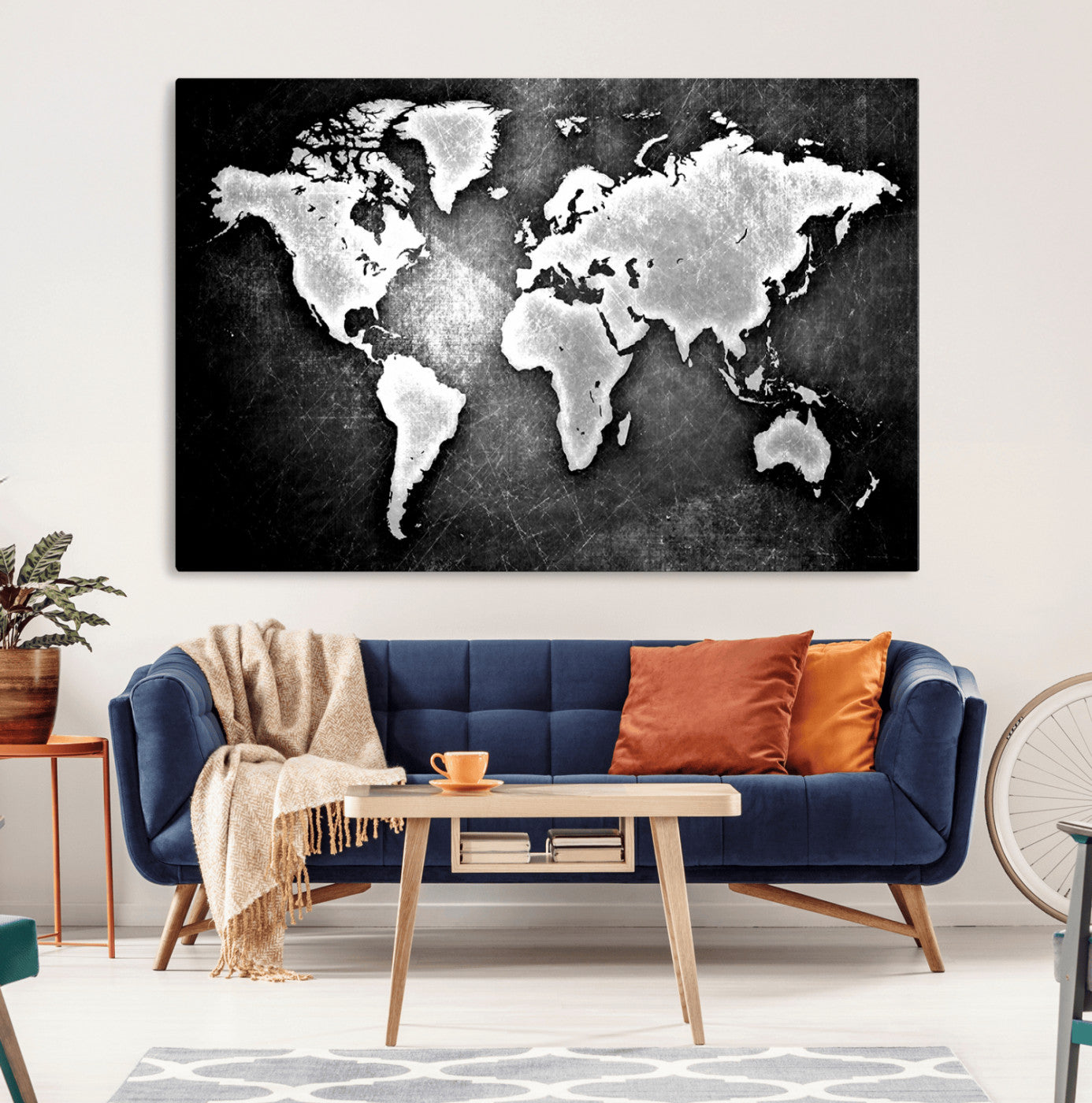 95037-MGV-CV-36X24-World Map Wall Art Canvas Print – Framed Wall Art for Anniversary Gift or Home Adventure Decor