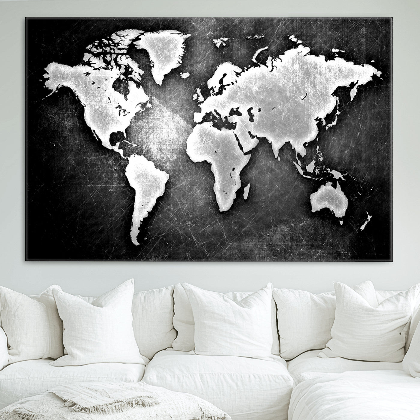World Map Wall Art Canvas Print – Framed Wall Art for Anniversary Gift or Home Adventure Decor