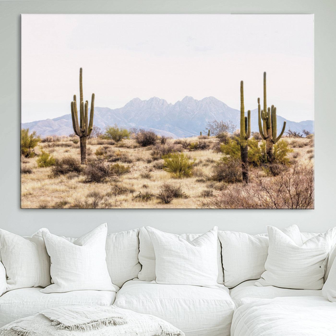 97436-MGV-CV-36X24-Arizona Desert Wall Art Print | Arizona Desert Canvas Print with Saguaro Cacti | Southwestern Landscape Wall Art | Framed Farmhouse Decor