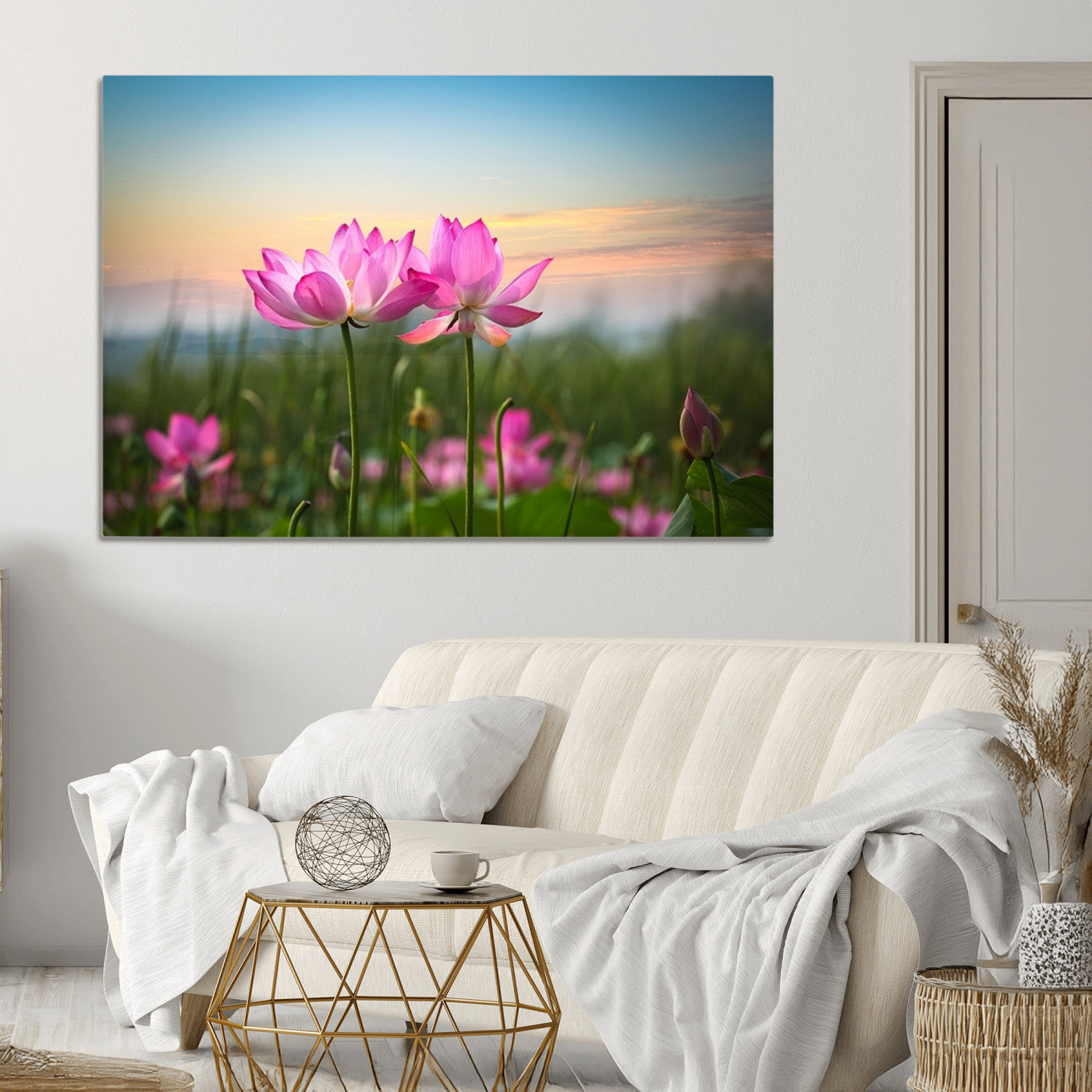 64234-MGV-CV-36X24-Pink Flower on the Mountain Canvas Print, Framed Pink Flower Canvas Wall Art
