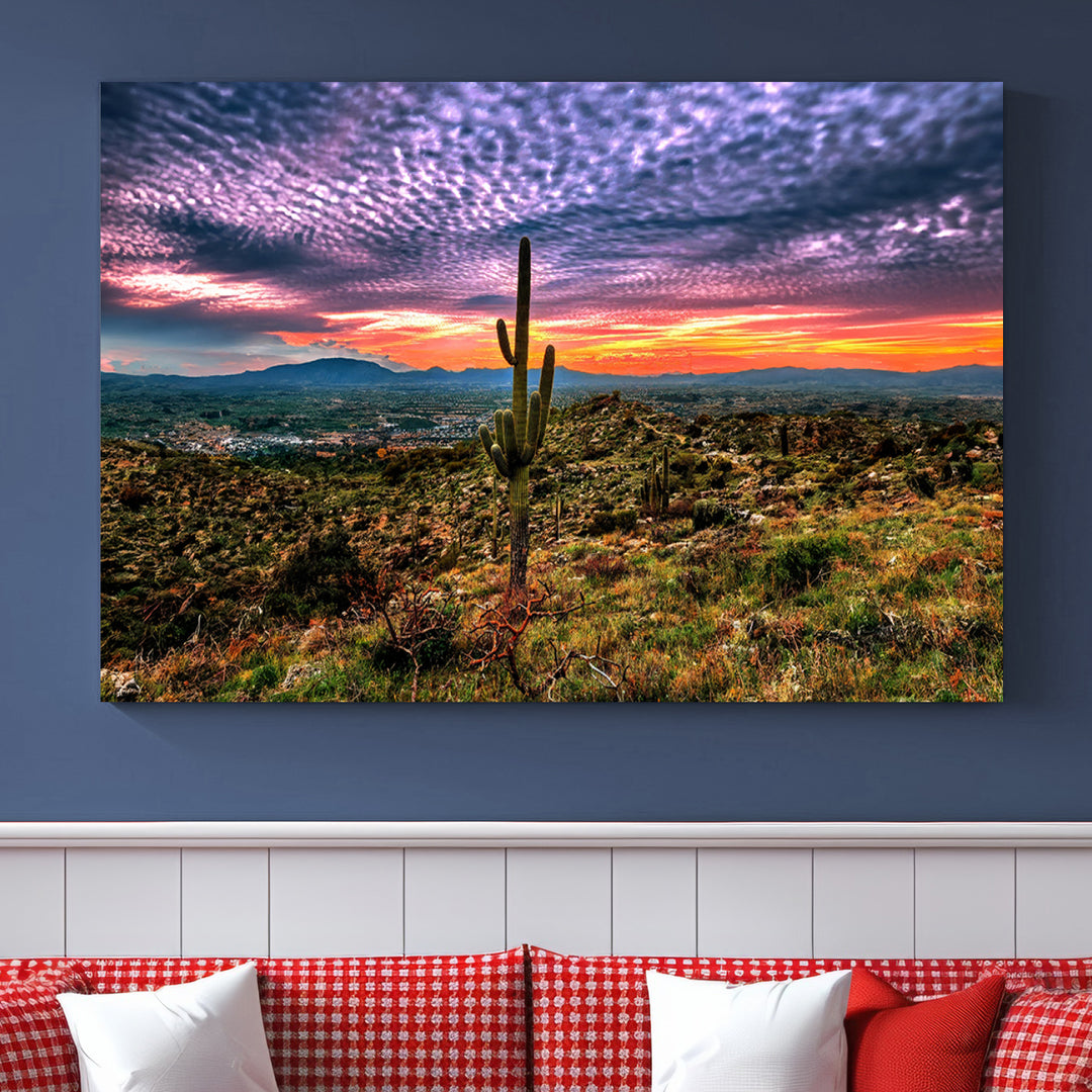 Arizona Desert Sunset Wall Art Canvas Print, Phoenix Wall Art Print