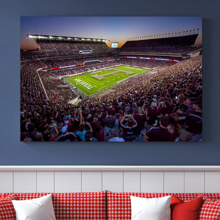 Texas A&M University Aggies Football Team Print - College Station Kyle Field Stadium Wall Art Canvas Print