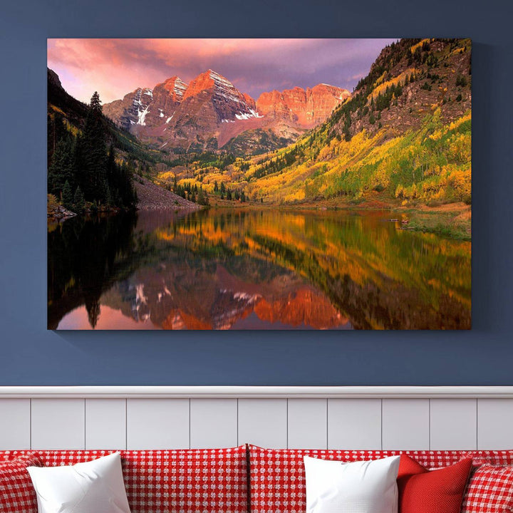 Colorado Rockies Mountain Sunset Wall Art | Ready to Hang and Framed | Scenic Nature Landscape Canvas Print