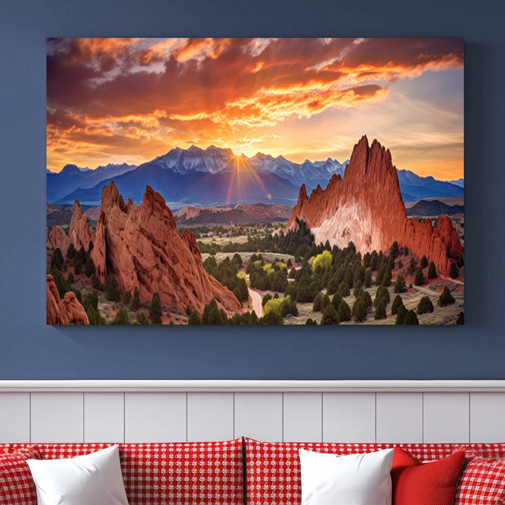 Rocky Mountains Sunset Wall Art Canvas Print – Ready to Hang, Framed Colorado Landscape