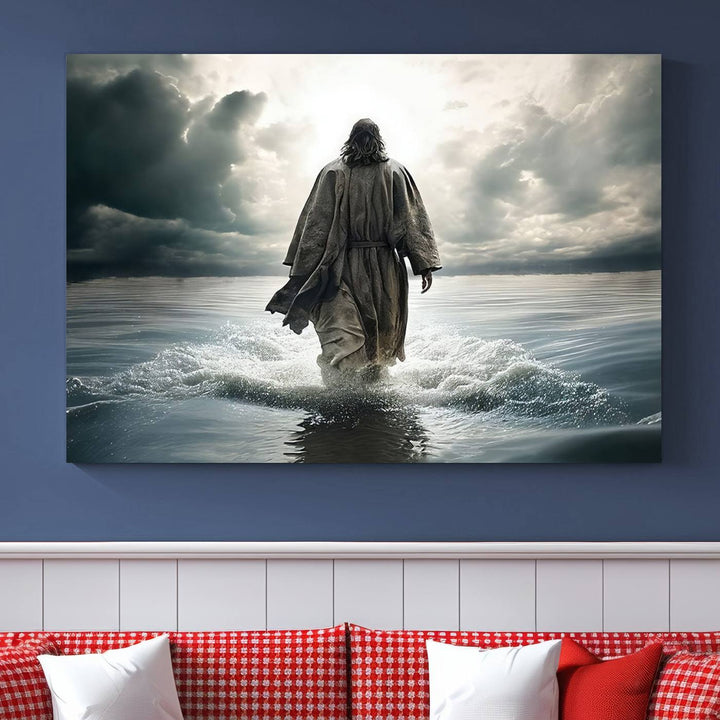 Jesus Walking on Water Wall Art | Canvas Print | Ready to Hang | Christian Home Decor | Spiritual Faith Wall Art | Inspirational Religious Wall Decor