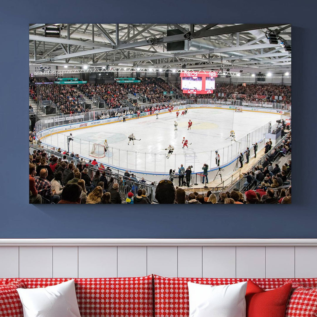 Lausanne Arena Ice Hockey Stadium Wall Art Canvas Print