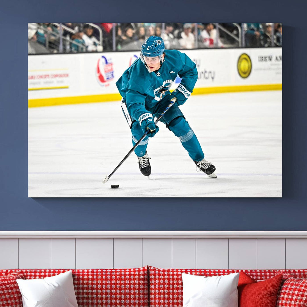 San Jose SharksIce Hockey Player Wall Art Canvas Print