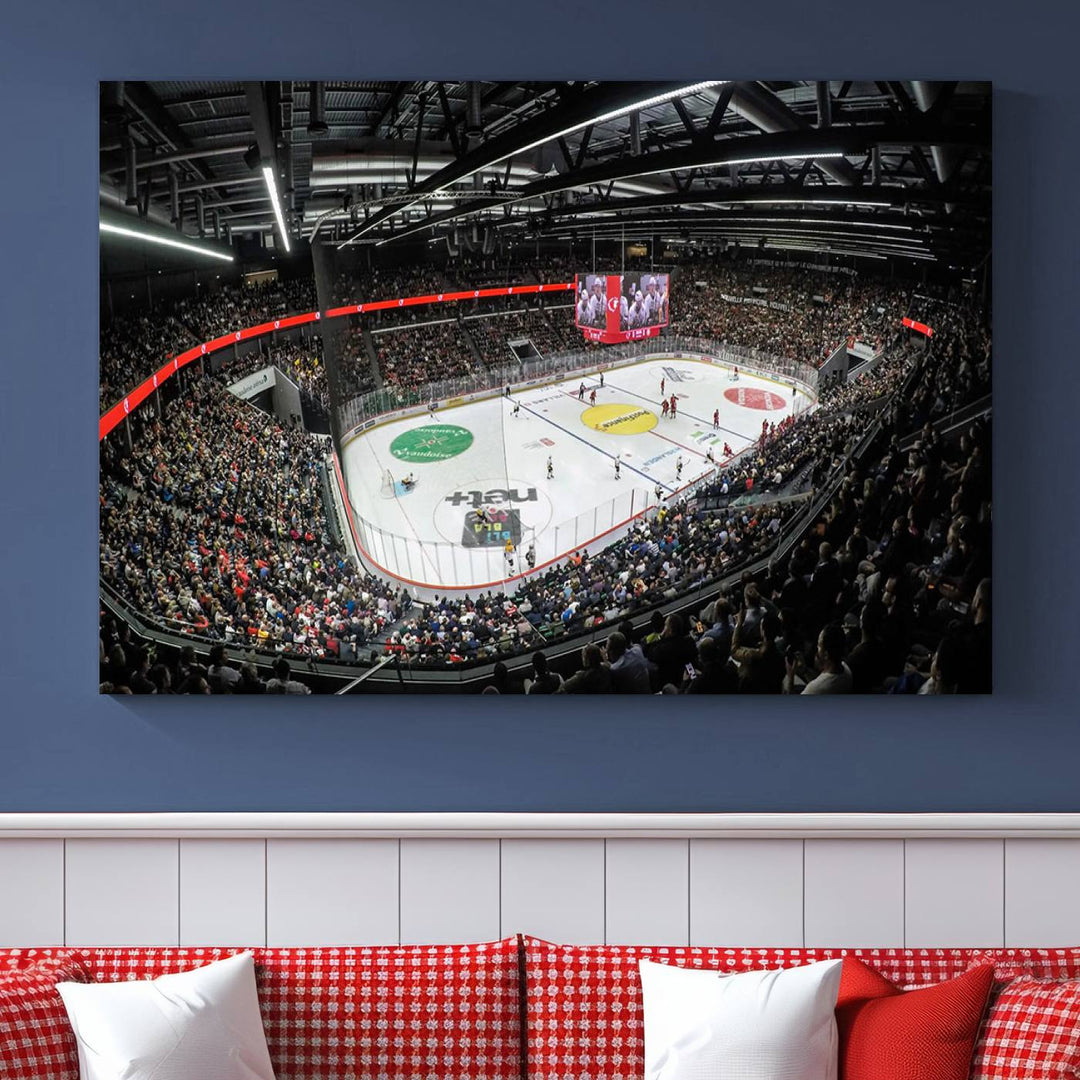 Vaudoise Lausanne Ice Hockey Arena Stadium Wall Art Canvas Print