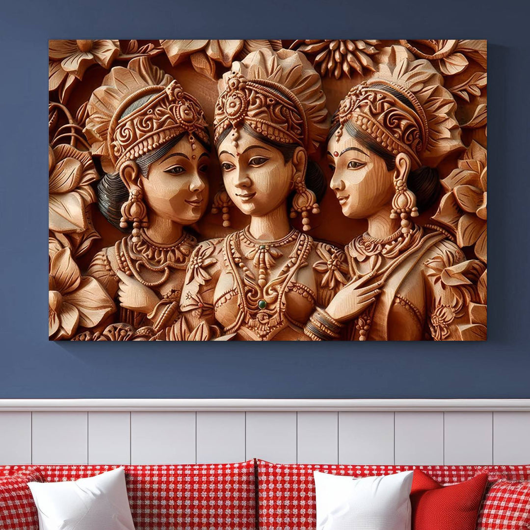 Indian Woman Statue Wall Art Canvas Print