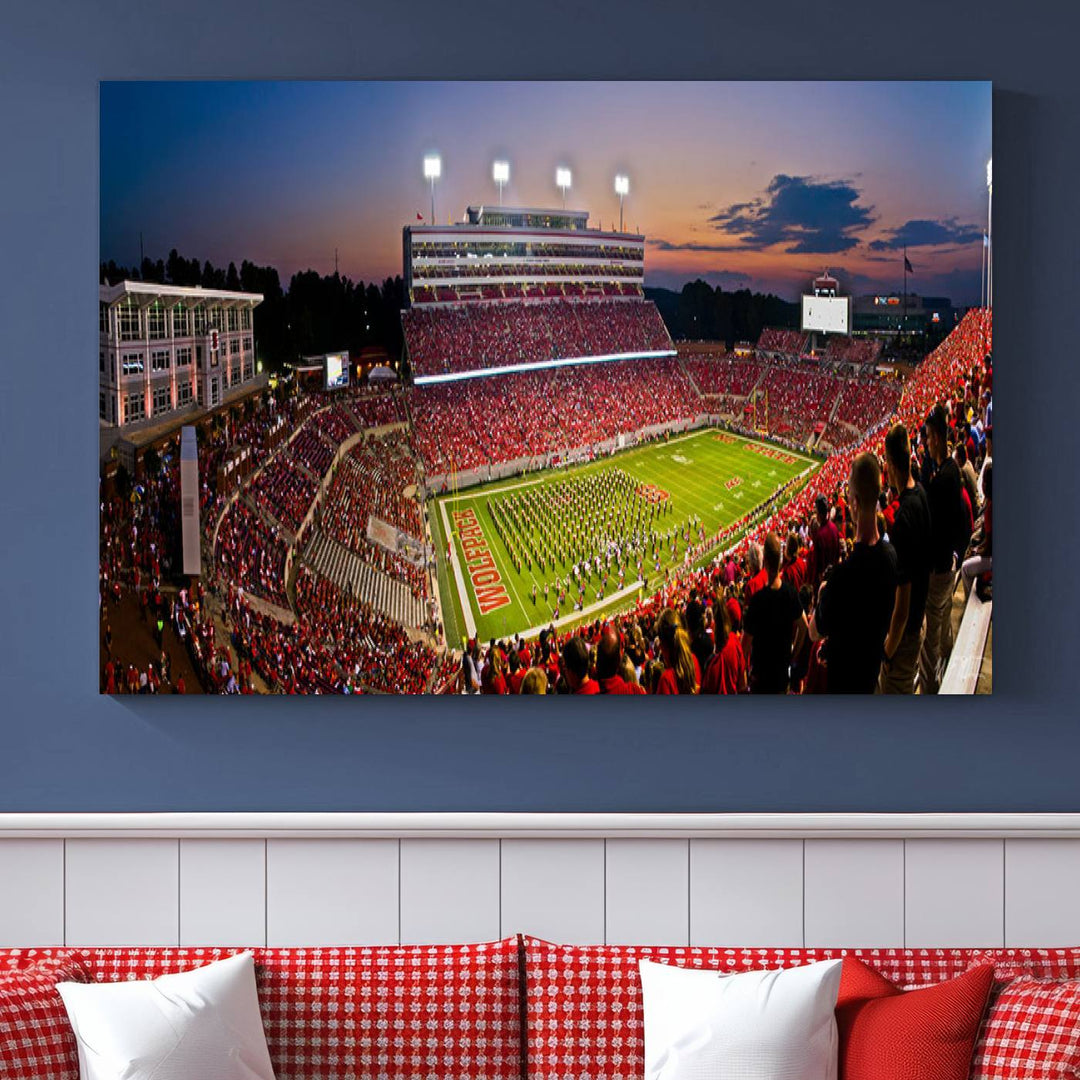 NC State Wolfpack Football Team Print - Raleigh Carter-Finley Stadium Wall Art Canvas Print