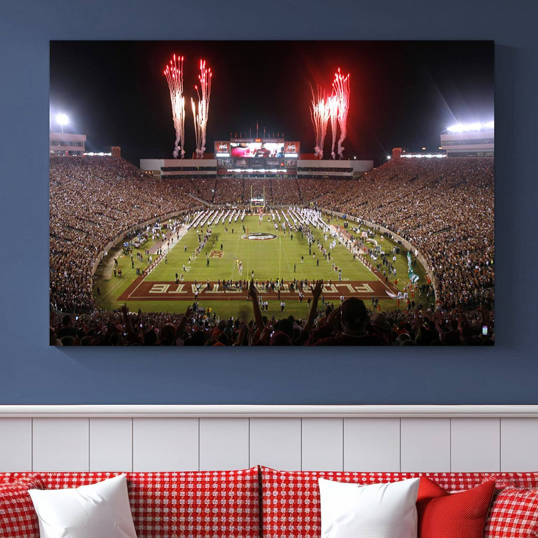 Florida State Seminoles Football Team Print - Tallahassee Doak Campbell Stadium Wall Art Canvas Print