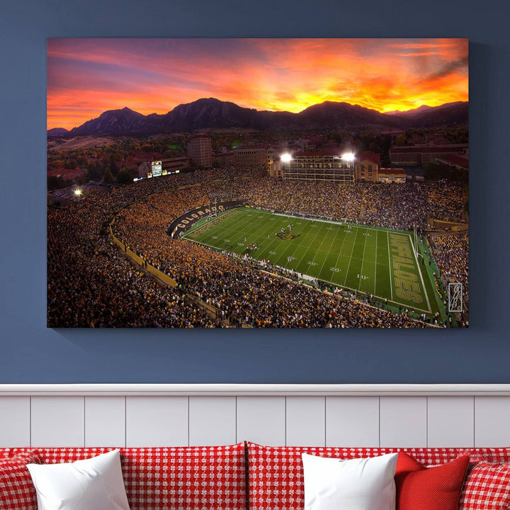 Colorado Buffaloes Football Team Print - Boulder Folsom Field Stadium Wall Art Canvas Print
