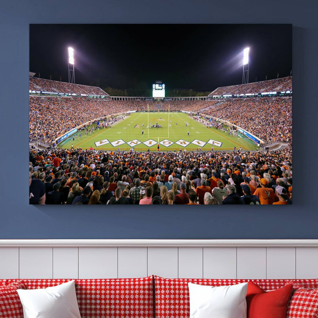 Virginia Cavaliers Football Team Print - Charlottesville Scott Stadium Wall Art Canvas Print