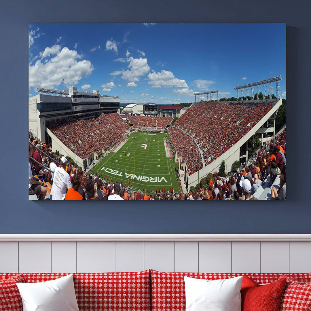 Virginia Tech Hokies Football Team Print - Blacksburg Lane Stadium Wall Art Canvas Print