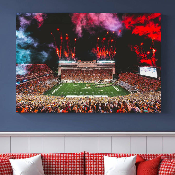 Virginia Tech Hokies Football Team Print - Blacksburg Lane Stadium Wall Art Canvas Print