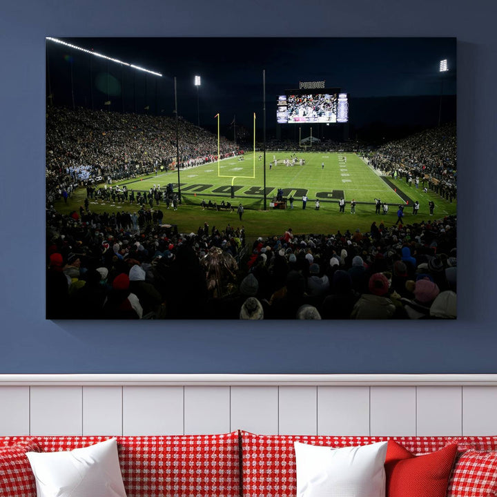 Purdue Boilermakers Football Team Print - West Lafayette Ross–Ade Stadium Wall Art Canvas Print