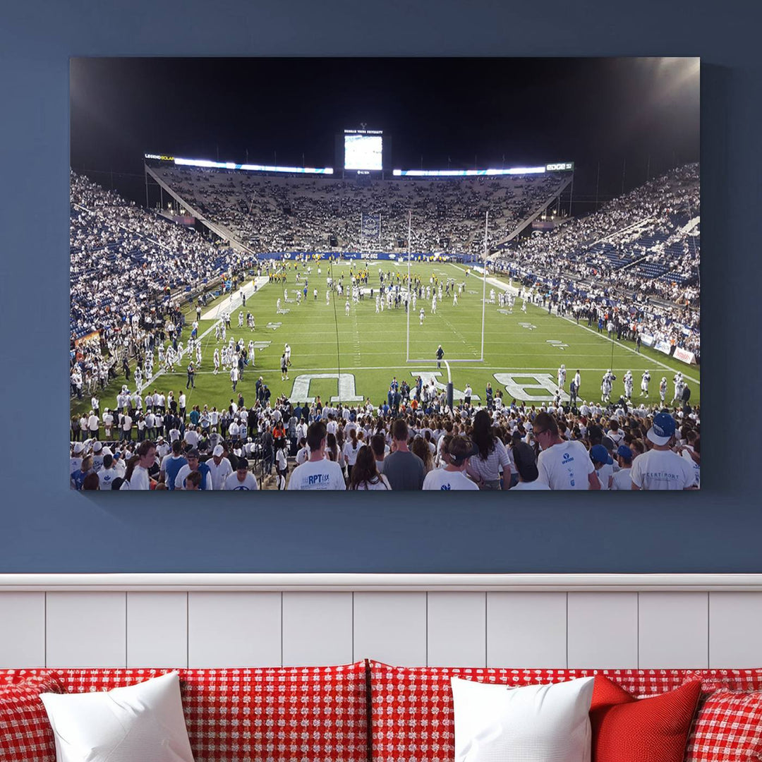 Brigham Young University Cougars Football Team Print - Provo LaVell Edwards Stadium Wall Art Canvas Print.