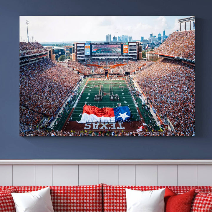 University of Texas Longhorns Football Team Canvas Print - Austin Darrell K Royal-Texas Memorial Stadium Wall Art Canvas Print