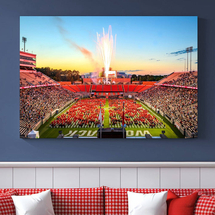 North Carolina State University Wolfpack Football Team Print - Raleigh Carter-Finley Stadium Wall Art Canvas Print