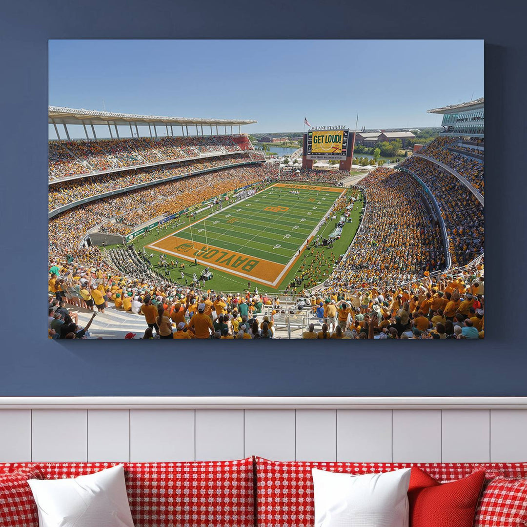 Baylor University Bears Football Team Print - Waco McLane Stadium Wall Art Canvas Print