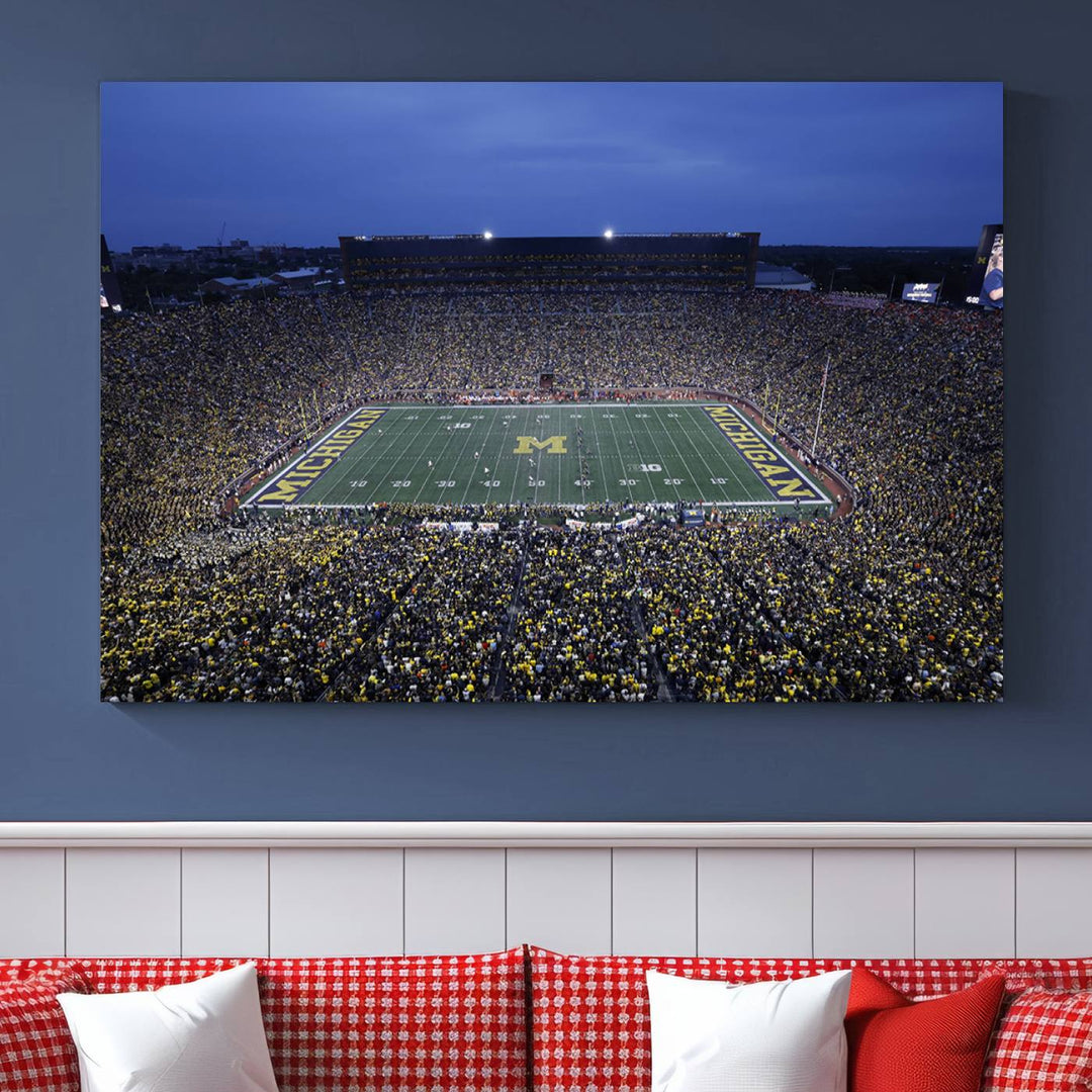 University of Michigan Wolverines Football Team Print - Ann Arbor Michigan Stadium Wall Art Canvas Print