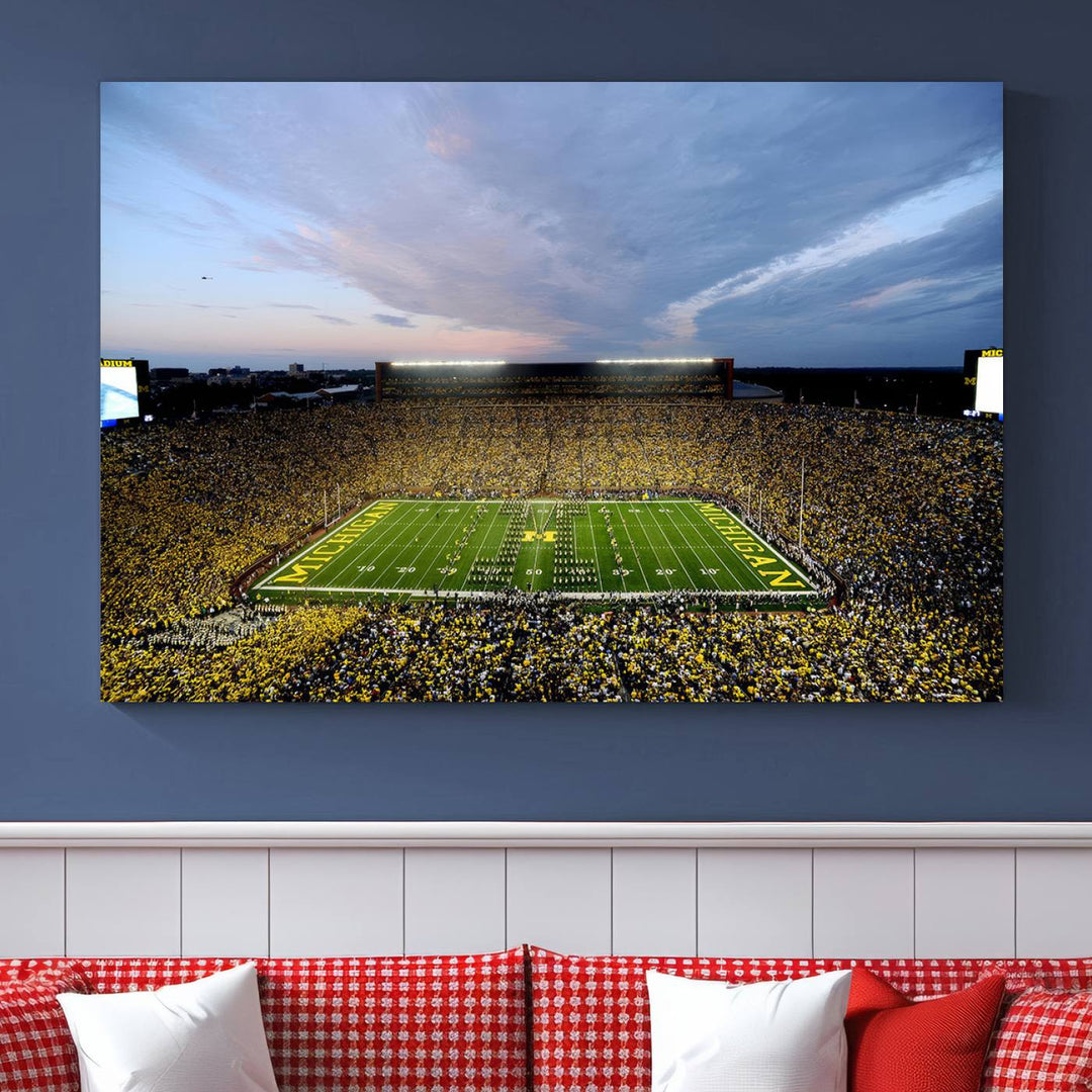 University of Michigan Wolverines Football Team Print - Ann Arbor Michigan Stadium Wall Art Canvas Print