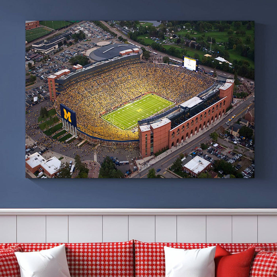 University of Michigan Wolverines Football Team Print - Ann Arbor Michigan Stadium Wall Art Canvas Print