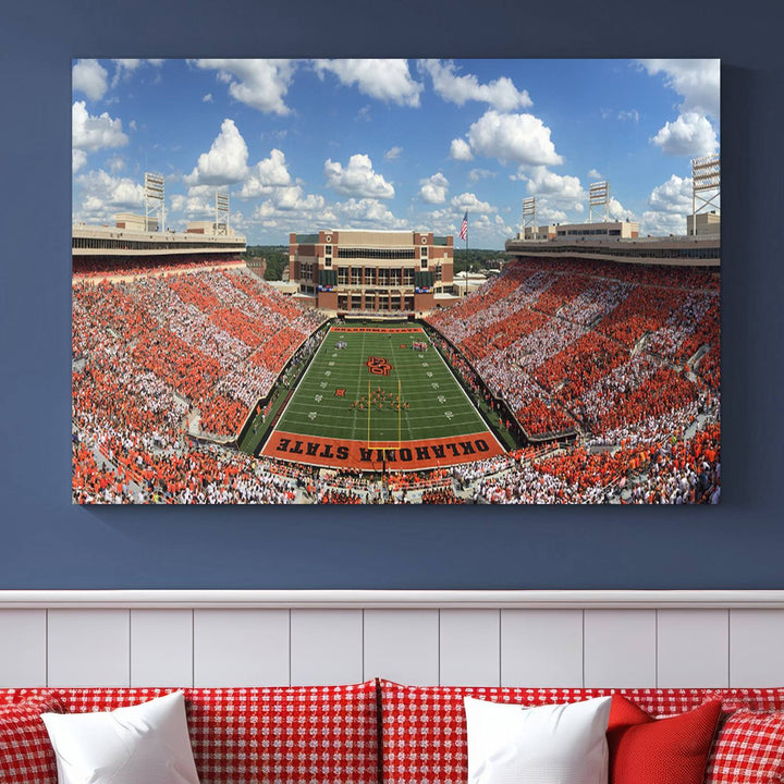 Oklahoma State Cowboys Football Team Print - Stillwater Boone Pickens Stadium Wall Art Canvas Print