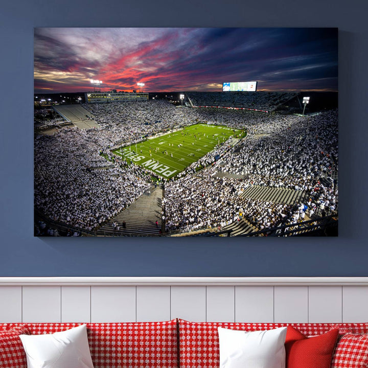 Penn State Nittany Lions Football Team Print - University Park Beaver Stadium Wall Art Canvas Print