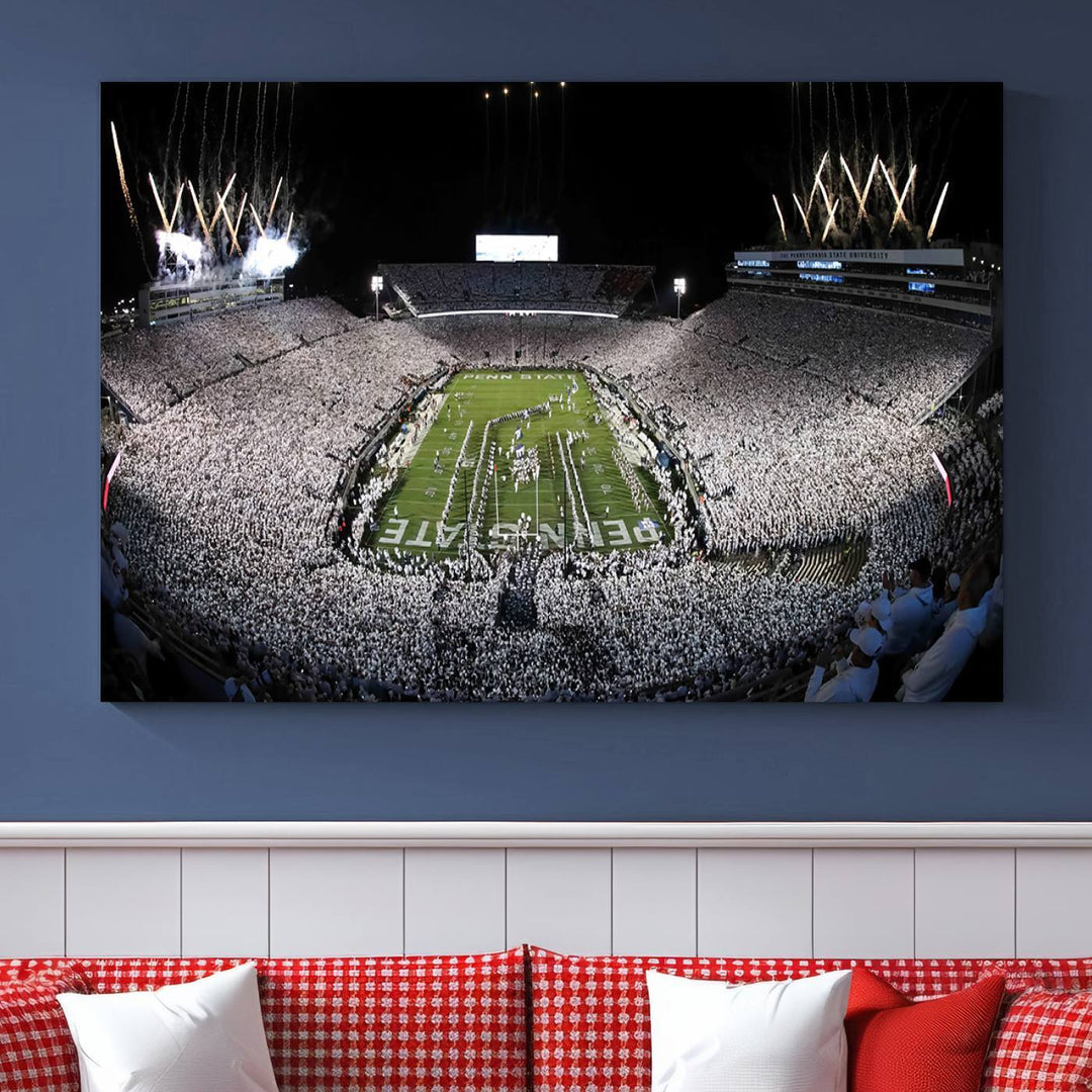 Penn State Nittany Lions Football Team Print - University Park Beaver Stadium Wall Art Canvas Print