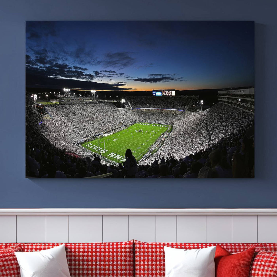 Penn State Nittany Lions Football Team Print - University Park Beaver Stadium Wall Art Canvas Print