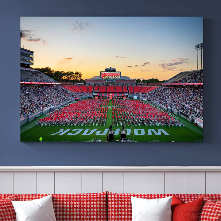 NC State Wolfpack Football Team Print - Raleigh Carter-Finley Stadium Wall Art Canvas Print