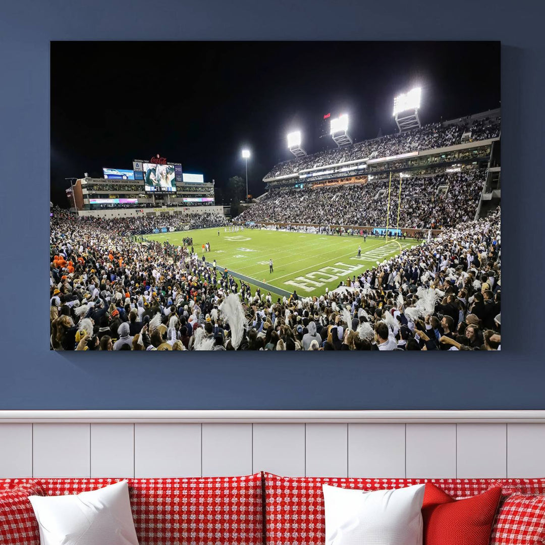 Georgia Tech Yellow Jackets Football Team Print - Atlanta Bobby Dodd Stadium Wall Art Canvas Print