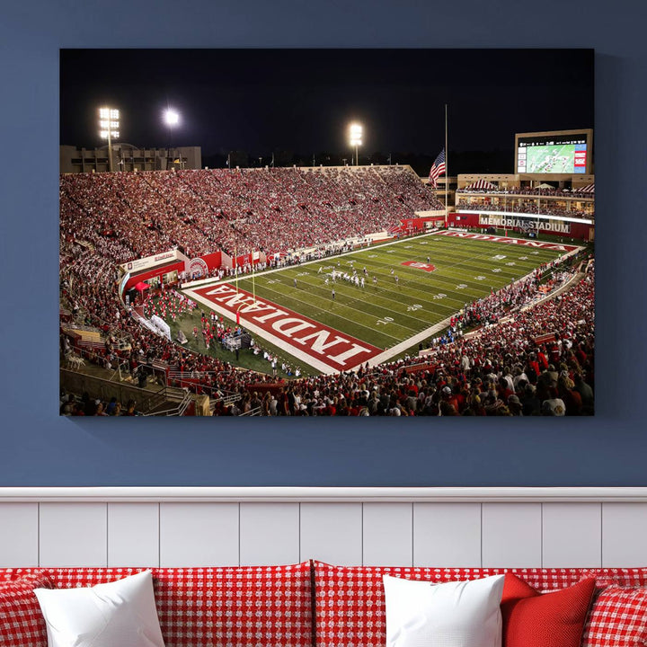 Indiana University Hoosiers Football Team Print - Bloomington Memorial Stadium Wall Art Canvas Print