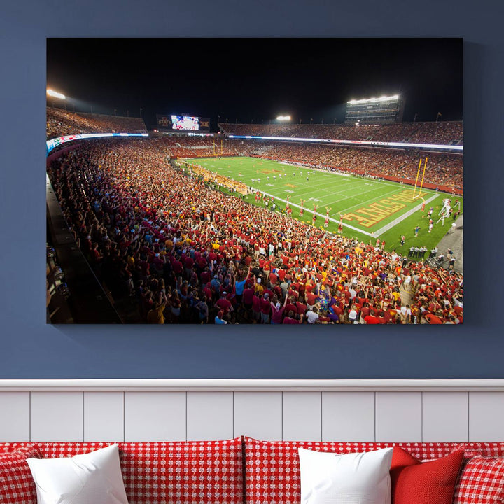 Iowa State University Cyclones Football Team Print - Ames Jack Trice Stadium Wall Art Canvas Print