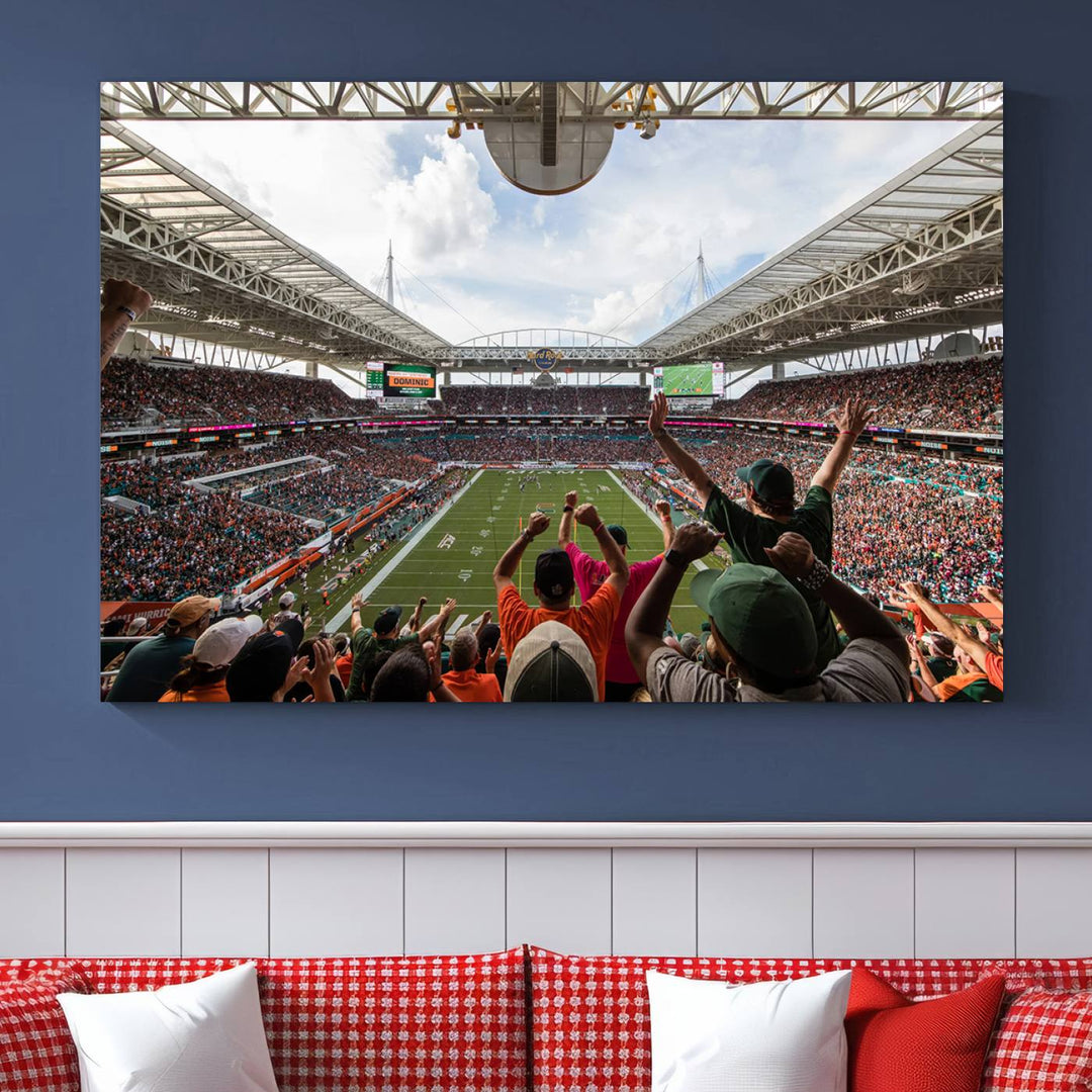 Miami Hurricanes Football Team Print - Miami Hard Rock Stadium Wall Art Canvas Print