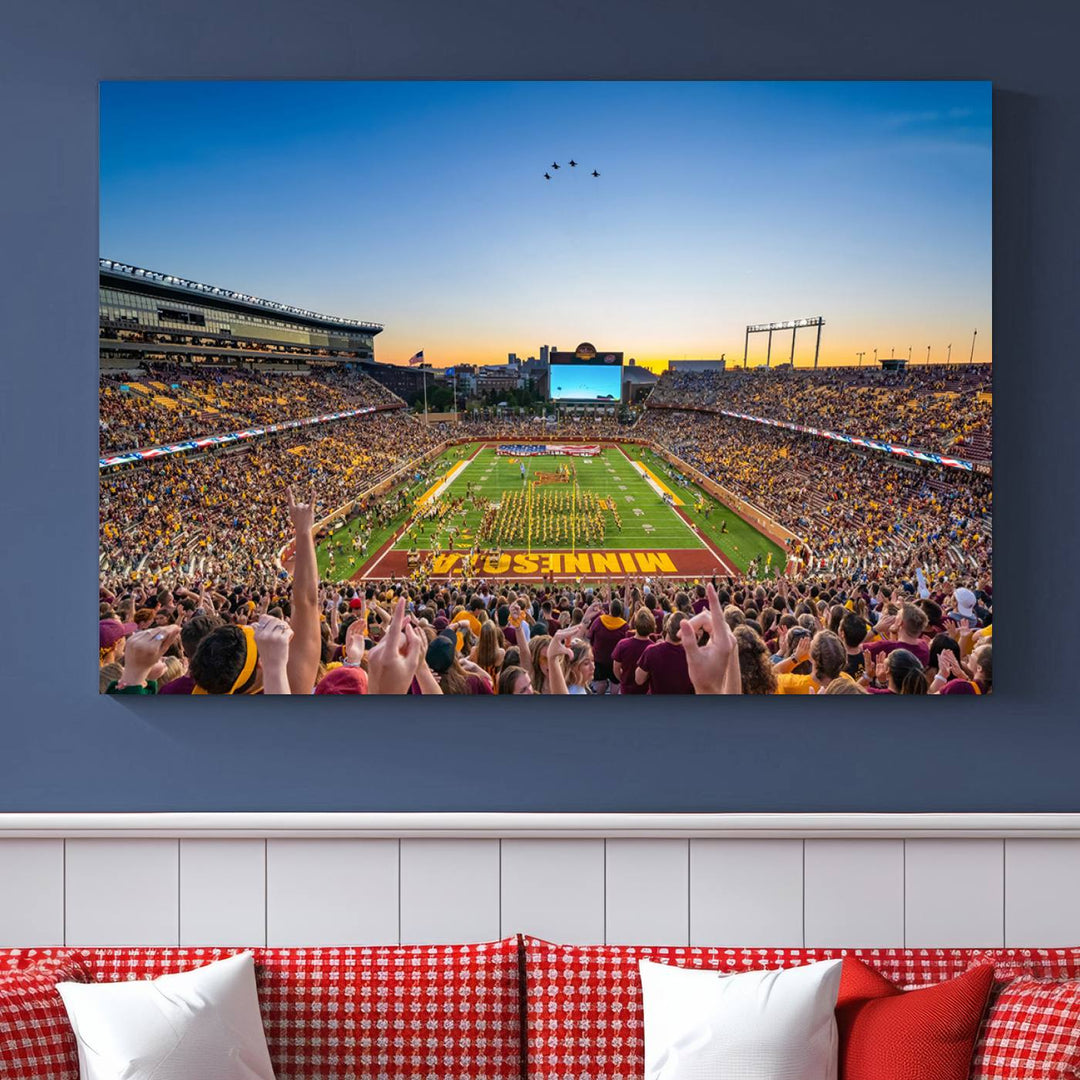 University of Minnesota Golden Gophers Football Team Print - Minneapolis Huntington Bank Stadium Wall Art Canvas Print