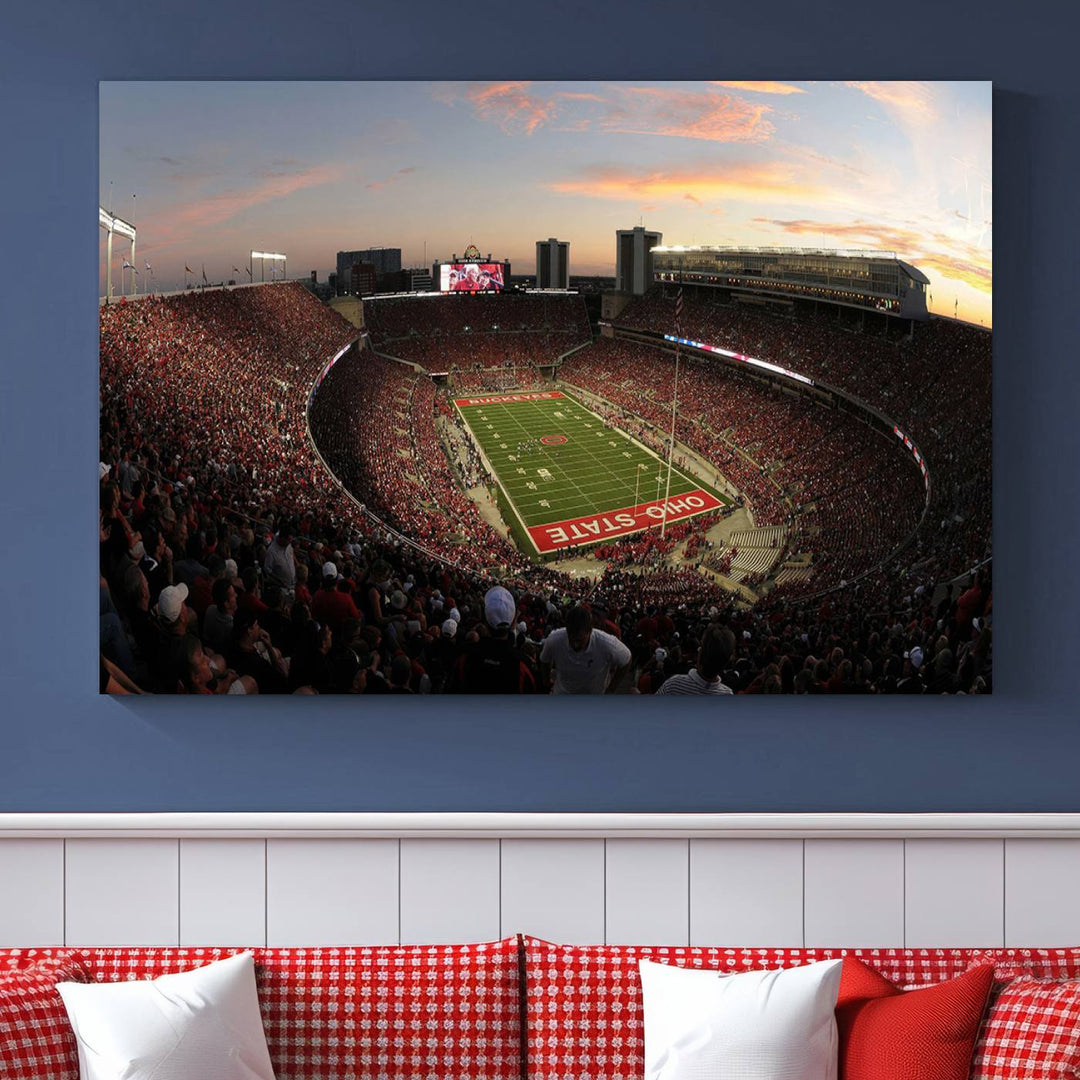 Ohio State University Buckeyes Football Team Print - Columbus Ohio Stadium Wall Art Canvas Print